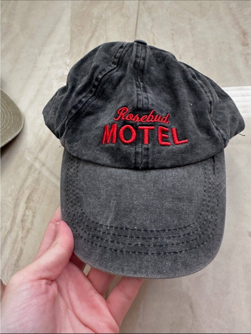 Schitts Creek Rosebud Motel Embroidered Washed-Black Baseball Cap